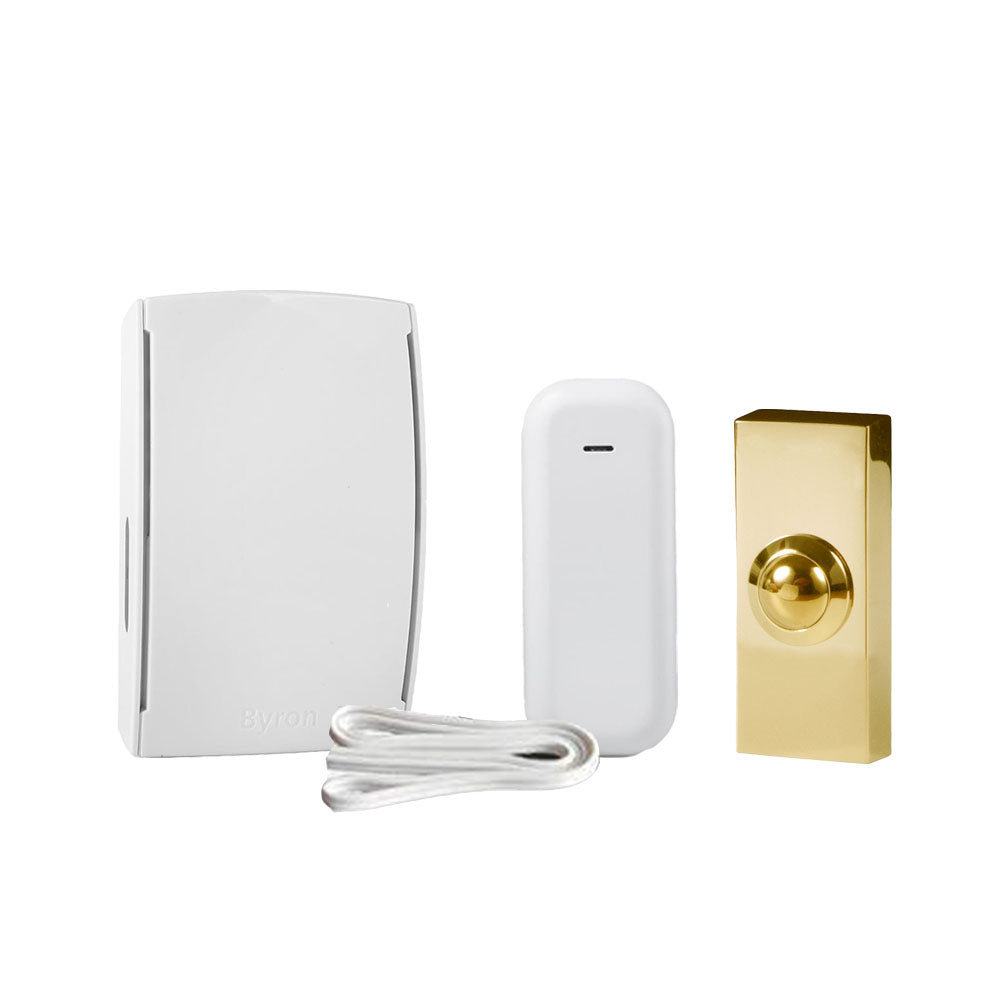 Libra+ Pro 200m Wireless Doorbell kit Extender/Wired Brass Push,