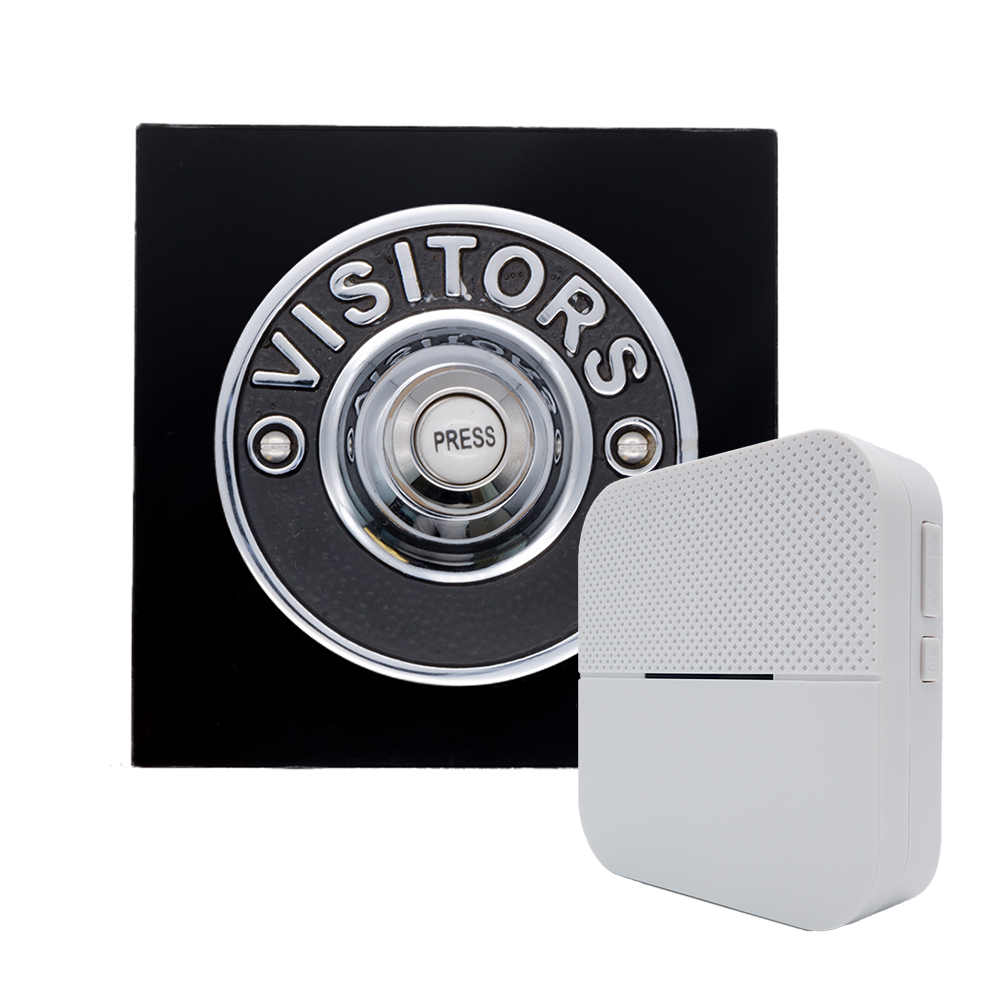 Honeywell 200m Wireless Doorbell Kit Chrome Vis Push/Black Persp,